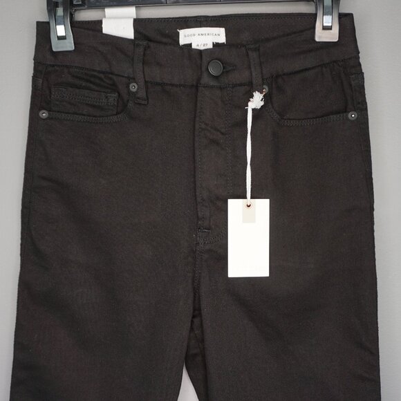New Good American Good Curve High Rise Straight Jeans in Black001 size 4/27 - Picture 4 of 16